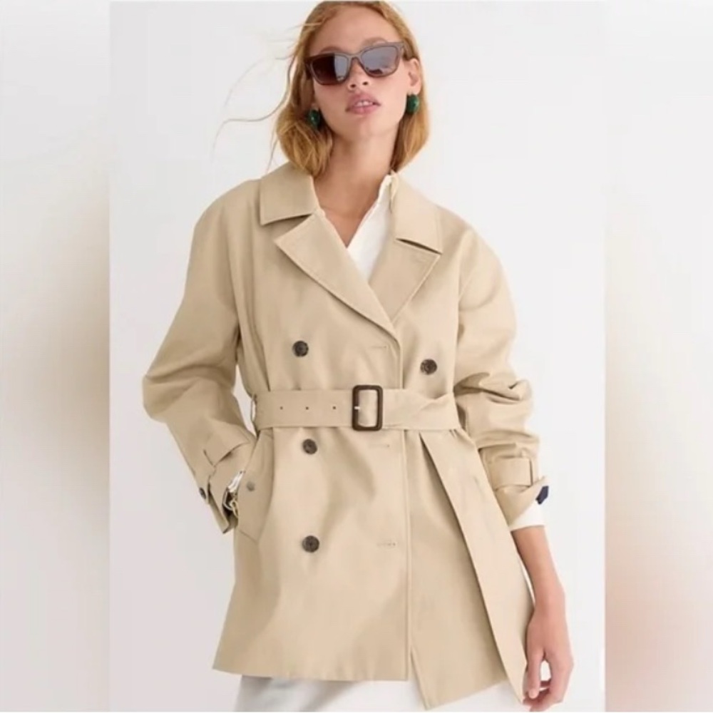 J. Crew Women's Beige Double-Breasted short Trench Coat